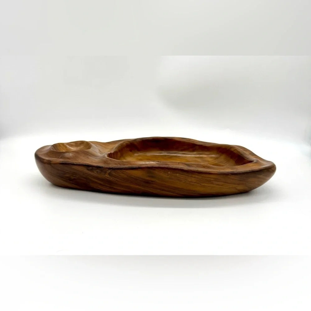 Vintage DAN KARNER Hand Carved Mid Century Wooden Serving Bowl Barcelona, Spain